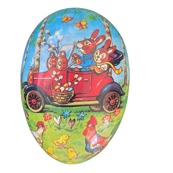 Rare Vintage German Nestler Paper Mache Easter Bunny Egg Candy Holder Set of (2) - Picture 5 of 10